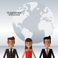 Character people teamwork globe work