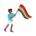 character with philadelphia pride flag