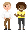 Character of Pixel 8 Bit Game, Man and Woman Vector