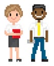 Character of Pixel 8 Bit Game, Man and Woman Vector