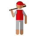 character player baseball with bat red cap Royalty Free Stock Photo