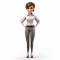 Elegantly Formal Cartoon Woman In Jeans And Shirt - 3d Render By Artdaily