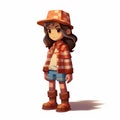 Warm Toned Adventure: 3d 8 Bit Pixel Cartoon Of Amelia As A Kid