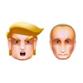 Character portrait icon of Donald Trump and Vladimir Putin, vector illustration. October 30, 2018.