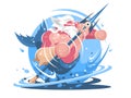Character poseidon with trident Royalty Free Stock Photo