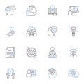 Character profile line icons collection. Traits, Personality, Habits, Beliefs, Strengths, Weaknesses, Mannerisms vector