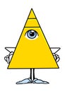 Character pyramid eye freemason symbol illustration cartoon