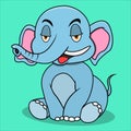 Character Relax Expression Elephant, turquoise blue Colors Background