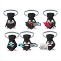 Character reporter black tie cute mascot with microphone