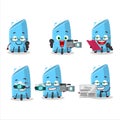 Character reporter blue chalk cute mascot with microphone