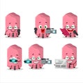 Character reporter pink chalk cute mascot with microphone
