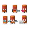 Character reporter red ruler cute mascot with microphone