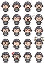 character set cute gorilla animal bundle