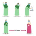 Girl Moslem Preventing Spread Of Flu Virus Flat Character