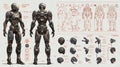 Character sheet of a fighter in futuristic cyberpunk style