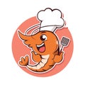 Logo character chef shrimp smile.