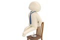 A character sitting on pushpin chiar.3D illustration. Royalty Free Stock Photo