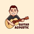 Smile guitarist acoustic cartoon logo designs