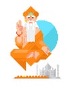 Character in the style of pixel art. Illustration of an Indian monk on a white background in a pixel art technique. Character for