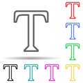 character text multi color style icon. Simple thin line, outline vector of web icons for ui and ux, website or mobile application Royalty Free Stock Photo