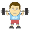 Character in training. Build your bady. 2D flat illustration for the wide range of explaining motivating educating and