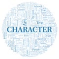 Character typography word cloud create with the text only Royalty Free Stock Photo