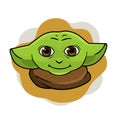 Character Vector Baby Yoda clipart in flat style