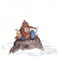 character watercolour bear illustration hand-drawn