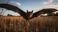 Characterful Animal Portraits: Vray Tracing Bat Flying In Field