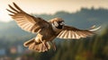 Characterful Sparrow In Flight: Stunning Hd Images In Nikon D850 Style