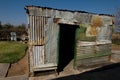 A characterful tool shed built from recycled corrugated iron