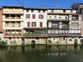 Traditional ancient houses on the Agout River of Castres in France.