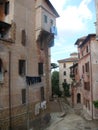 Courtyard of the popular district Garbatella to Rome in Italy. Royalty Free Stock Photo