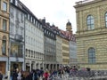 Characteristic crowded street of Munich in Germany.