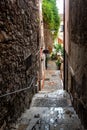 Narrow alley of Taormina, Sicily Royalty Free Stock Photo