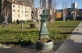 Old fountain in a park in Milan