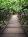 Characteristic pedestrian wooden bridge with a metal grating par Royalty Free Stock Photo