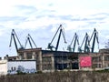 View of shipyard naval industry site in Gdansk Poland