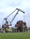 View of shipyard naval industry site in Gdansk Poland