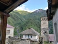 Tradtional village of the high Caucasus in Svaneti, Geogia. Royalty Free Stock Photo