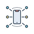 Color illustration icon for Characteristics, specialty and smartphone