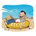 Funny Characters - Man Chill on the Desert. Expressive Cartoon Character Showing a Range of Emotions: Fear, Happiness, Joy, Love