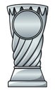 Silver sports reward trophy illustration isolated on white background. Copy space in circle for text or number. Award for champion