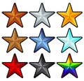 Pack of different stars. Various colors and material options. Isolated illustration on white background. Star icons for ranking Royalty Free Stock Photo