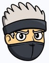 Ninja warrior head with black mask and headband icon. Simple logo illustration design. Logotype for sports or cybersport team. Ja