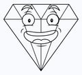 Diamond character with happy smiling face. Cute cartoon illustration of crystal smiley character mascot