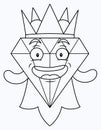 Diamond king fantasy character with happy smiling face crown and cloak.