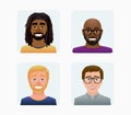 Characters avatars profile in flat cartoon style color illustration