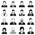 16 characters black icons set Royalty Free Stock Photo