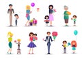 Characters with Bouquets and Gift Boxes Collection Royalty Free Stock Photo